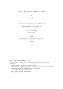 Essays on Macroeconomics and Financial Markets