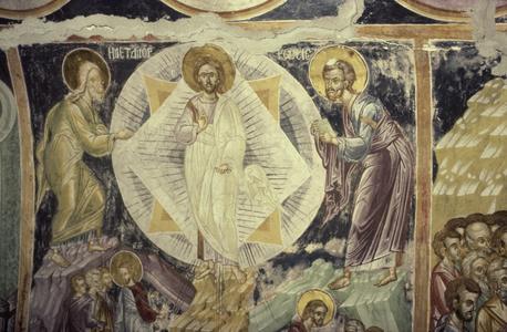Transfiguration fresco at St. George's chapel at Agiou Pavlou
