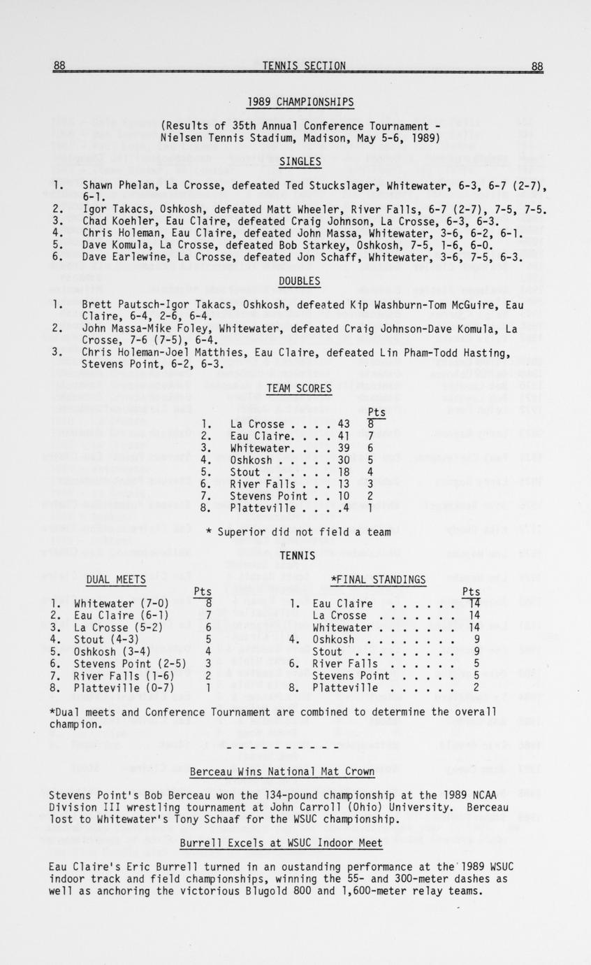 Wisconsin State University Conference directory and records book 1989