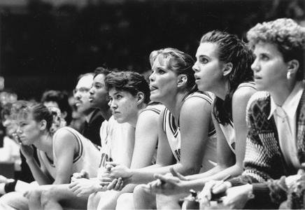 Badger bench during women's basketball game vs. Purdue