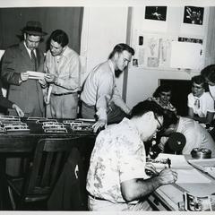 Tower Yearbook staff working on 1955-1956 Tower Yearbook