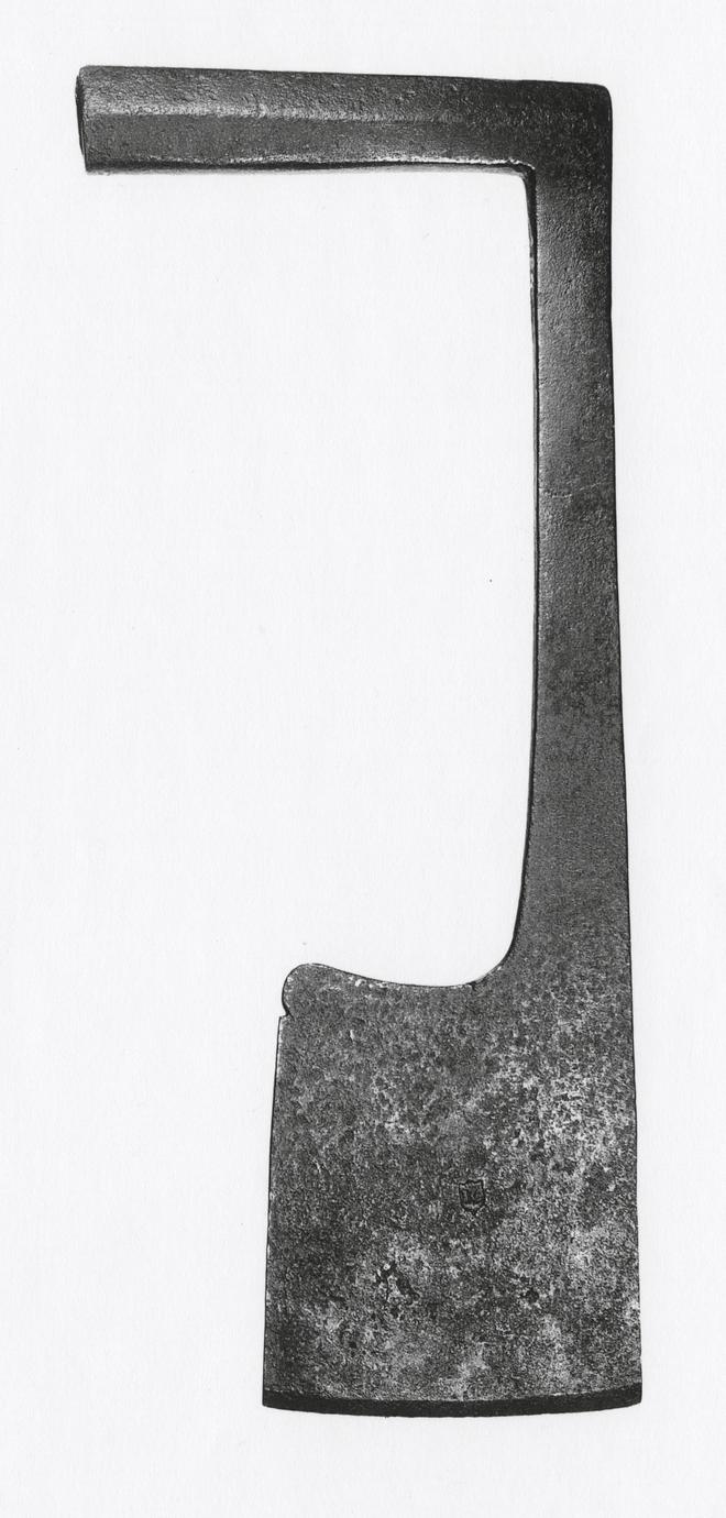 Black and white image of a carpenter’s paring or socket ax.
