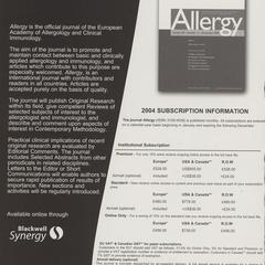 Allergy Journal advertisement