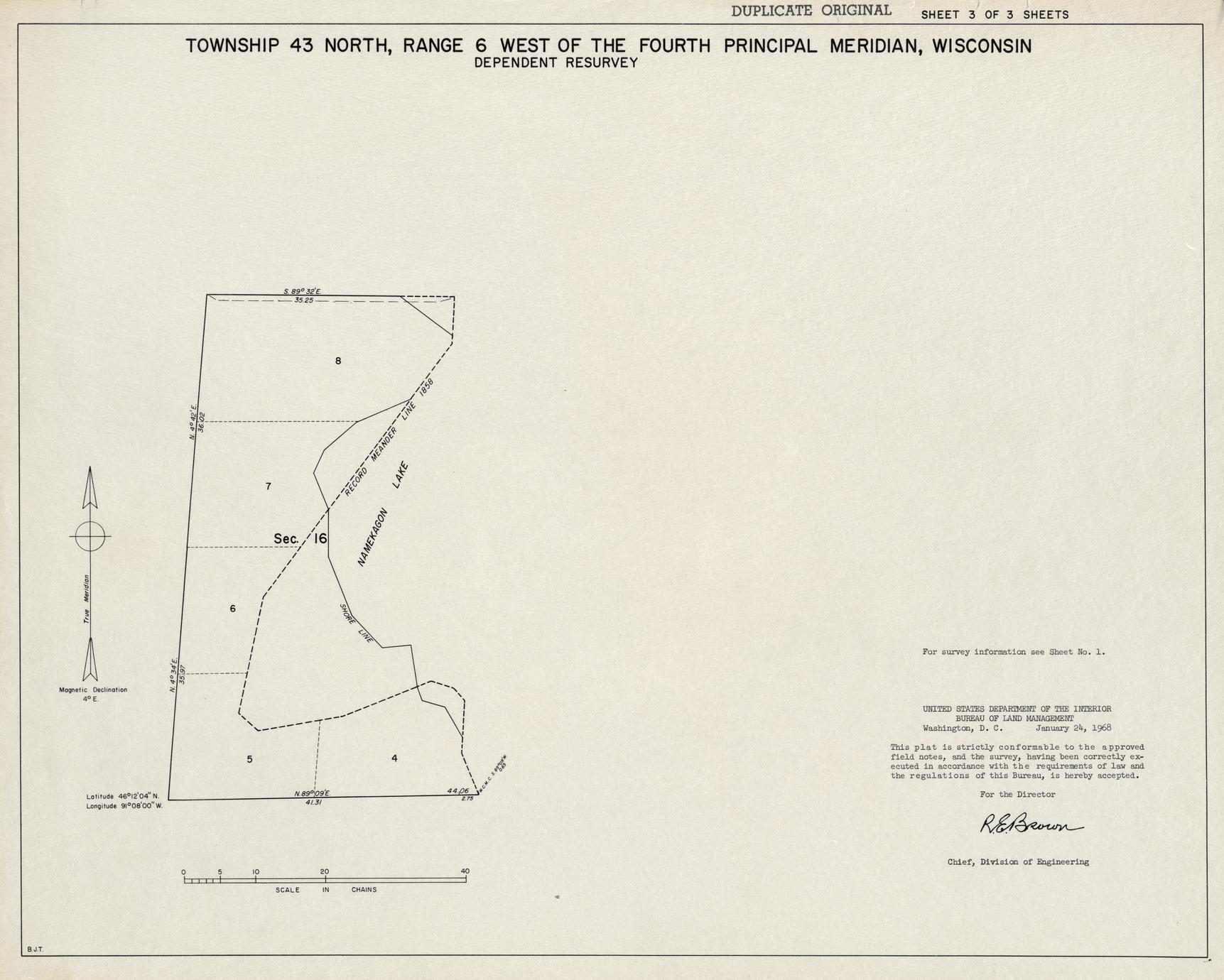 [Public Land Survey System map: Wisconsin Township 43 North, Range 06 West]