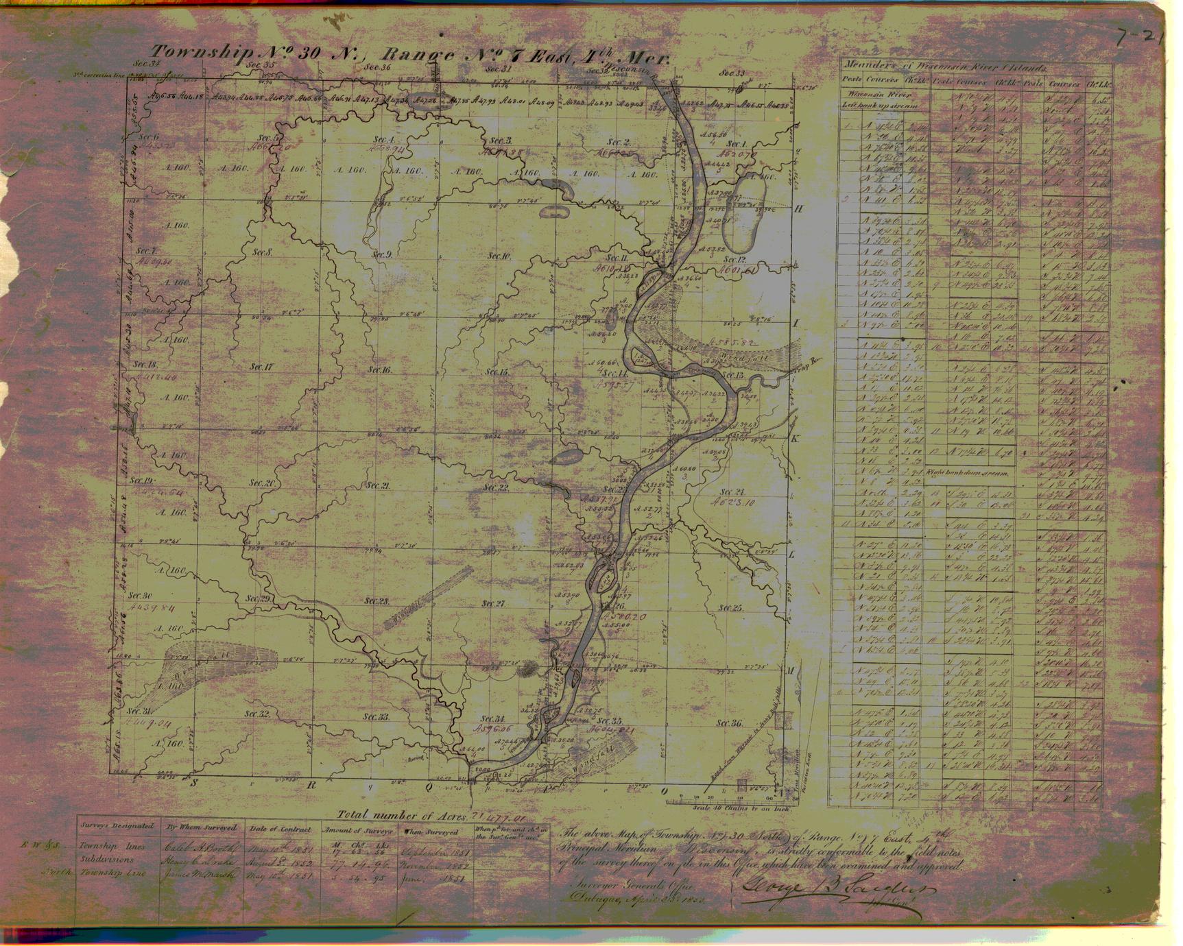 [Public Land Survey System map: Wisconsin Township 30 North, Range 07 East]