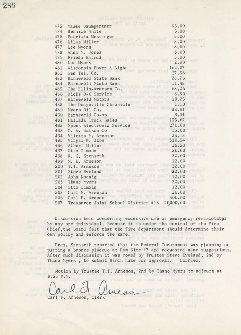 [Public records of the Village of Barneveld] (9 Volumes) Full view