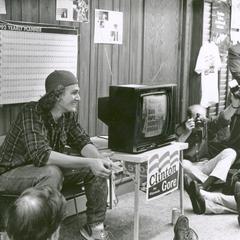 Relaxing at the Clinton/Gore campaign office