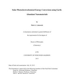 Solar Photoelectrochemical Energy Conversion using Earth-Abundant Nanomaterials