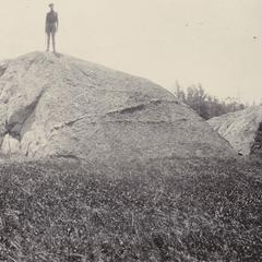 Durand on granite-porphyry boulder