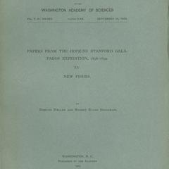 Papers from the Hopkins-Stanford Galapagos Expedition, 1898-1899. XV. New fishes