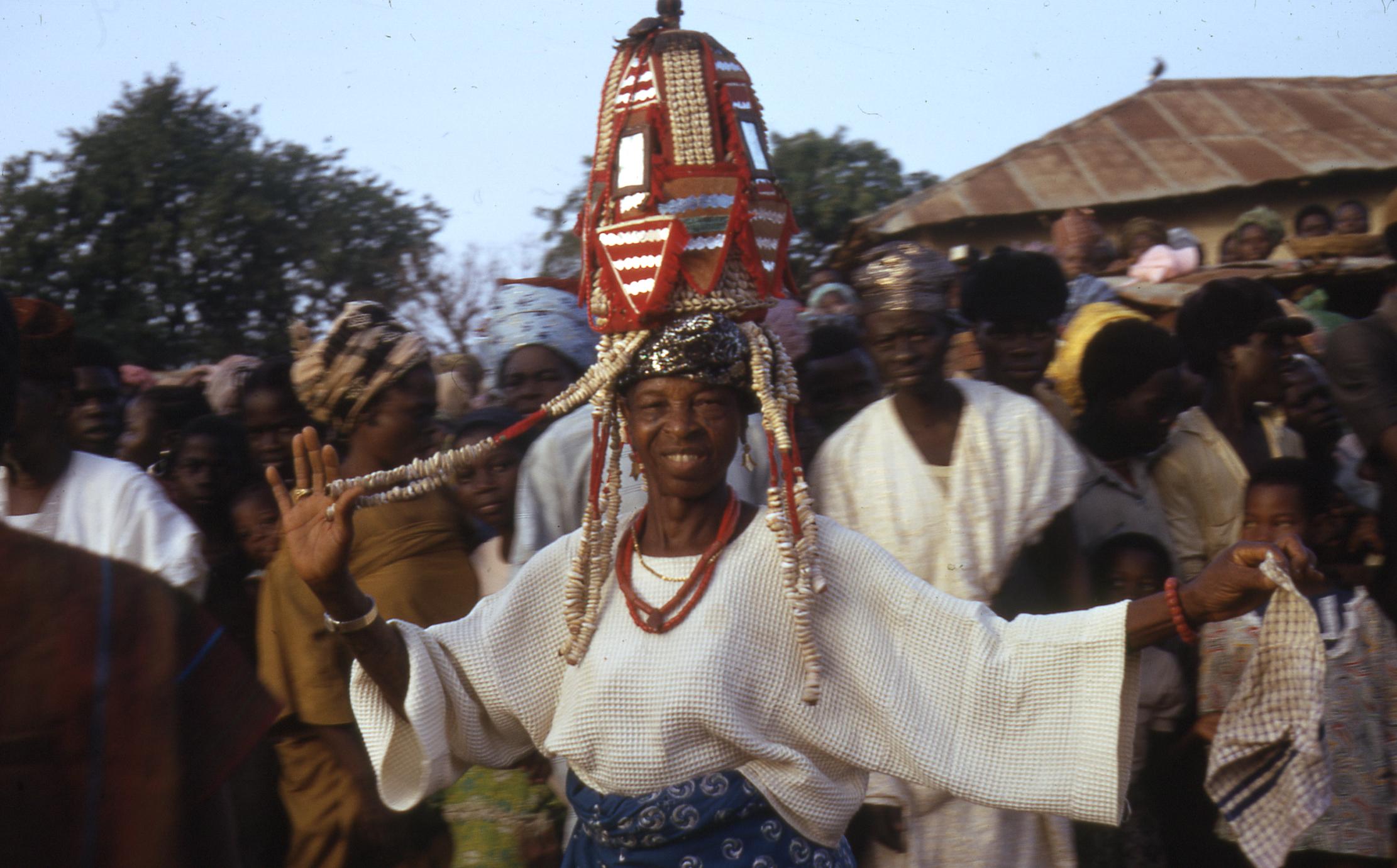 Woman dancing at the yam festival