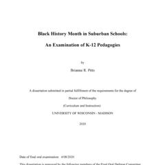 Black History Month in Suburban Schools: An Examination of K-12 Pedagogies