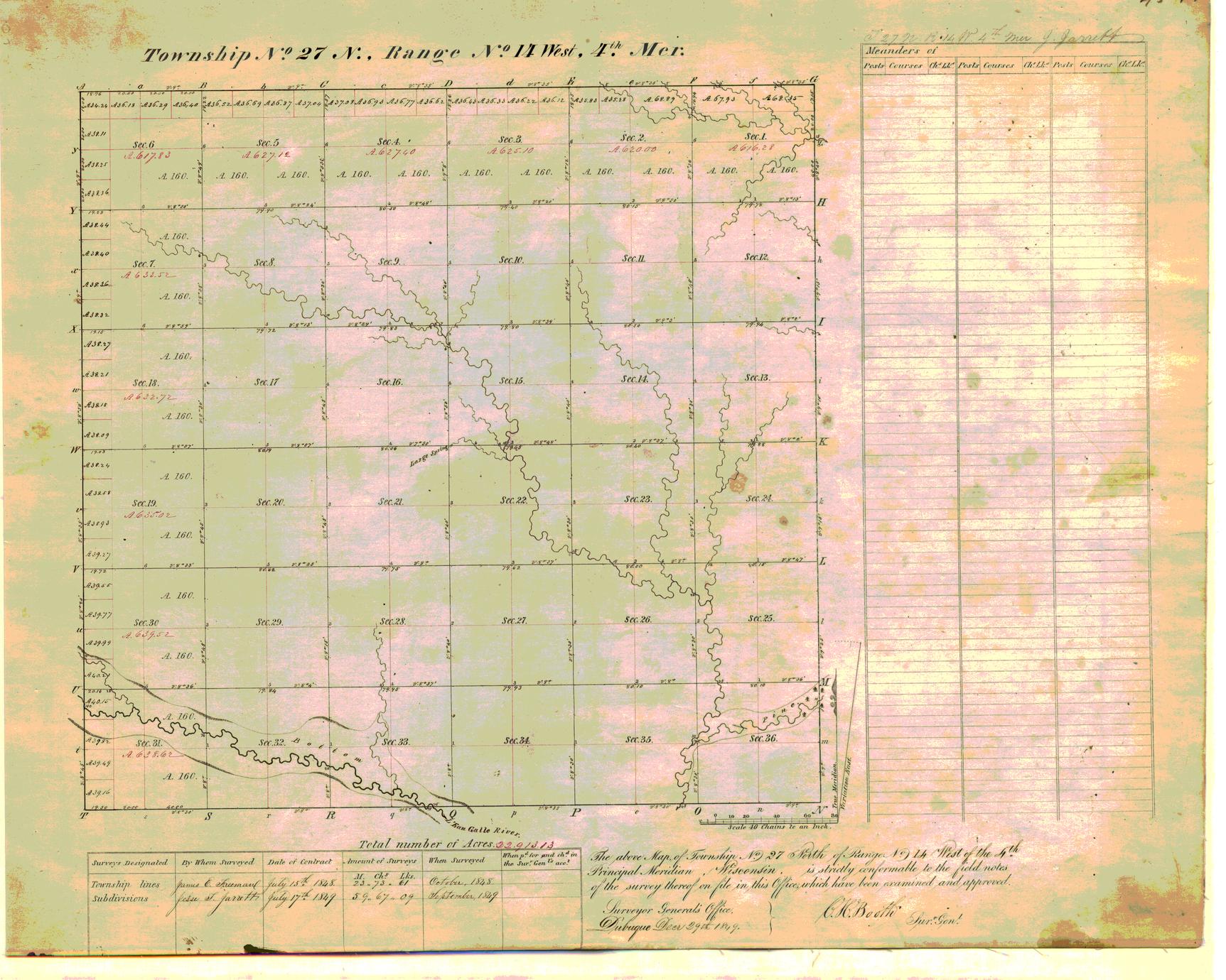 [Public Land Survey System map: Wisconsin Township 27 North, Range 14 West]