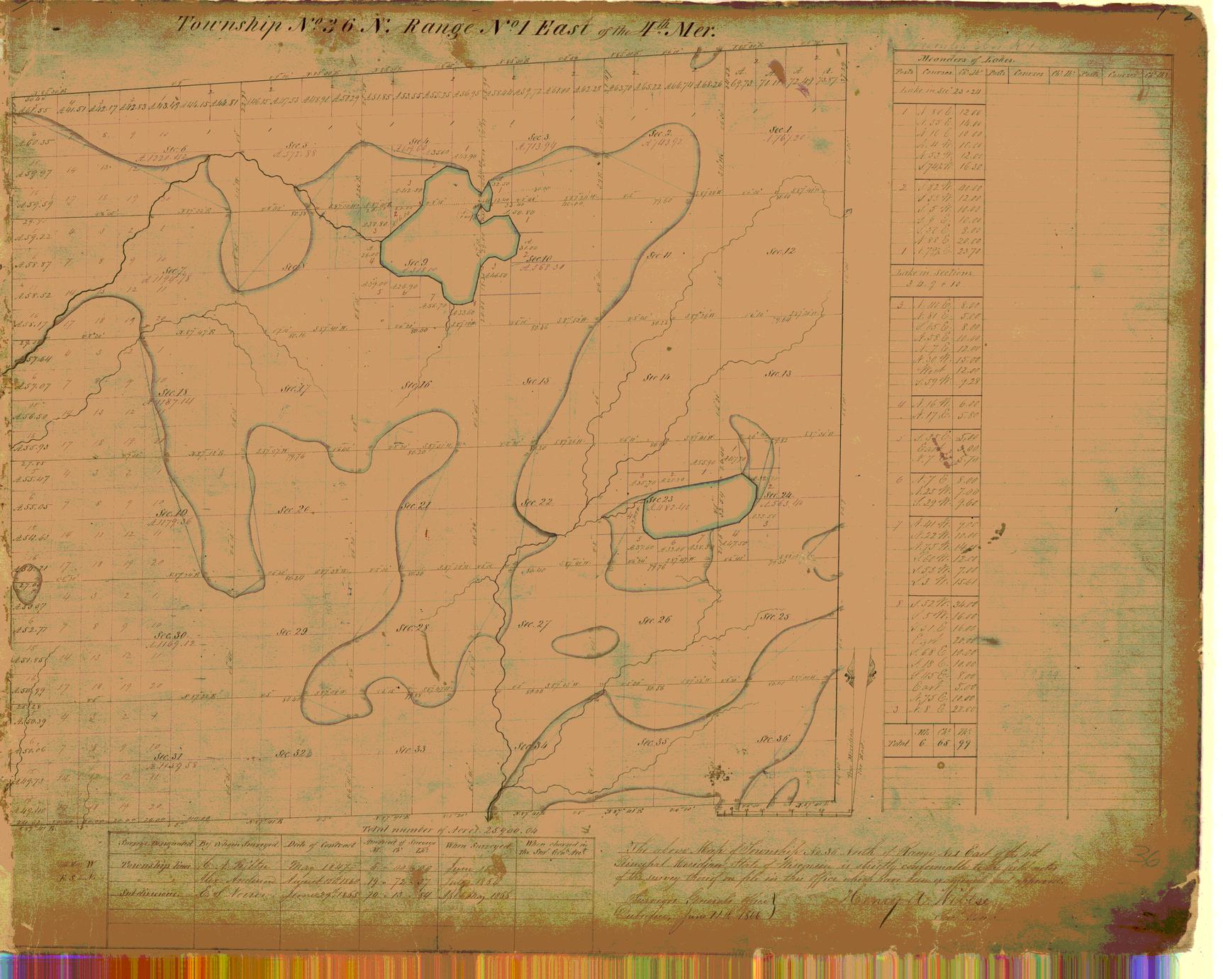 [Public Land Survey System map: Wisconsin Township 36 North, Range 01 East]