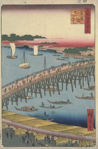 The River Bank by Ryogoku Bridge, no. 53 from the series One-hundred Views of Famous Places in Edo