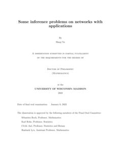 Some inference problems on networks with applications