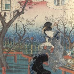 The Plum Garden at Kameido from the Umegae Chapter, from the series Famous Places in Edo with Chapters from the Tale of Genji