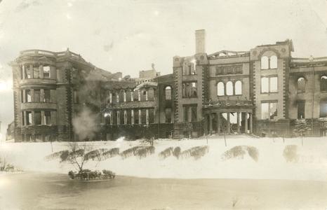 Postcard of the Normal School after 1914 fire