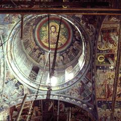 Zographou monastery Pantocrator and nave frescos