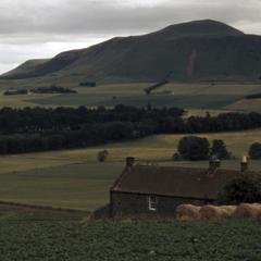 View overlooking Duncan Williamson's cottage at Kincraigie Farm, Fife