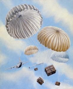 Oil painting : Parachute drop