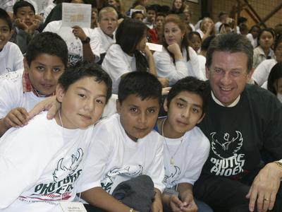 Chancellor Bruce Shepard with a group of Phuture Phoenix students