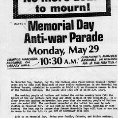 Memorial Day anti-war parade flier