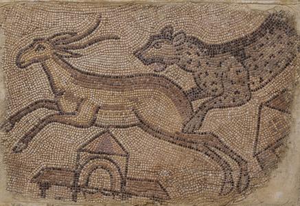 Mosaic of a Leopard Chasing a Gazelle