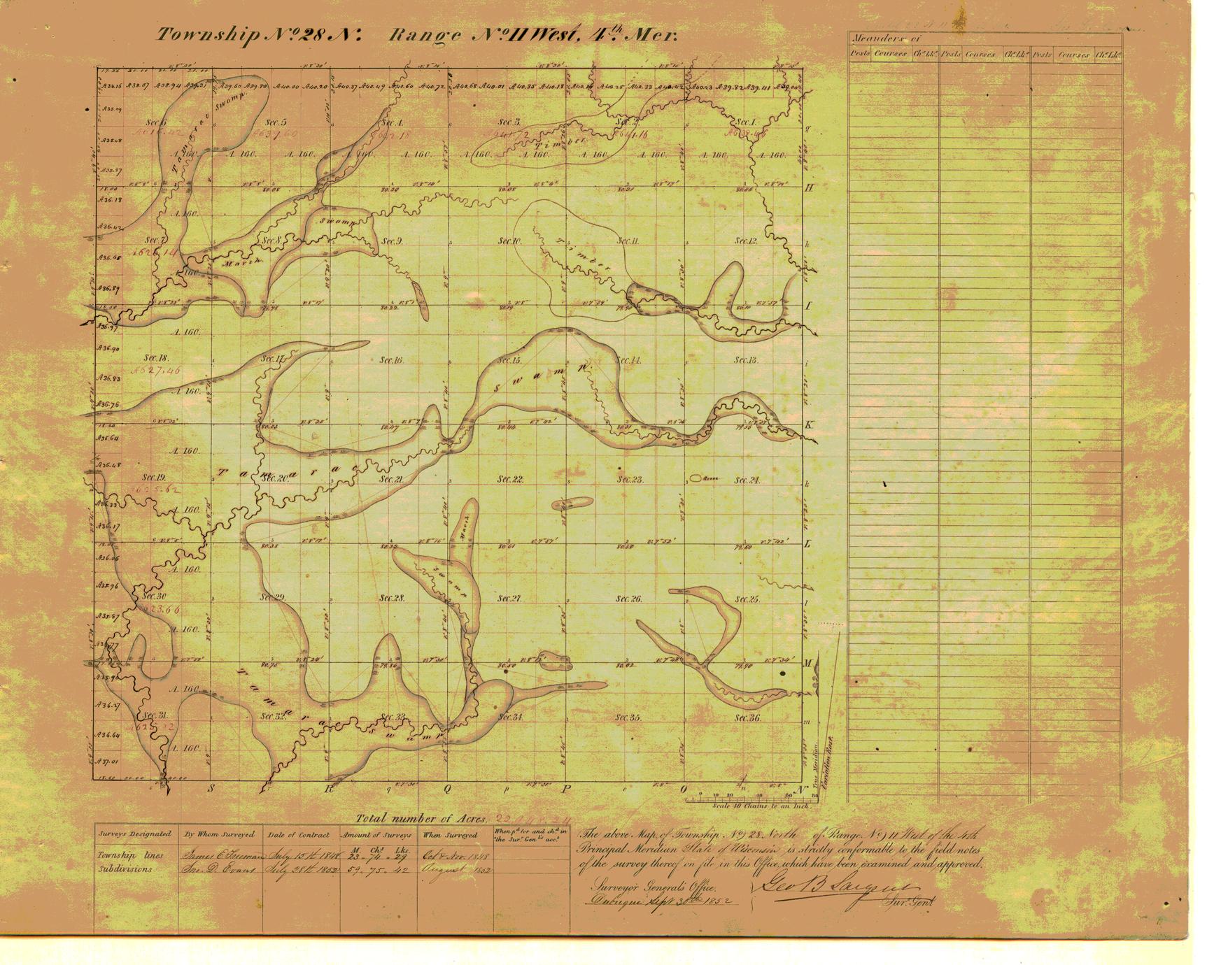 [Public Land Survey System map: Wisconsin Township 28 North, Range 11 West]