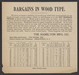 Bargains in wood type
