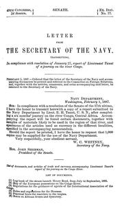 Letter from the Secretary of the Navy, transmitting, in compliance with resolution of January 27, report of Lieutenant Taunt of a journey on the river Congo