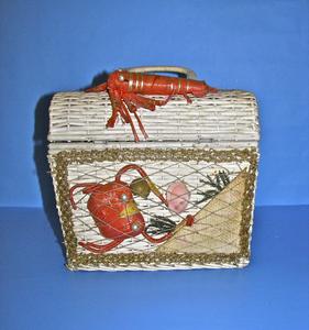 White wicker purse with sea life decorations
