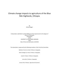 Climate change impacts to agriculture of the Blue Nile Highlands, Ethiopia