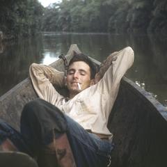 Hugh Iltis in dugout canoe on Rio Frio