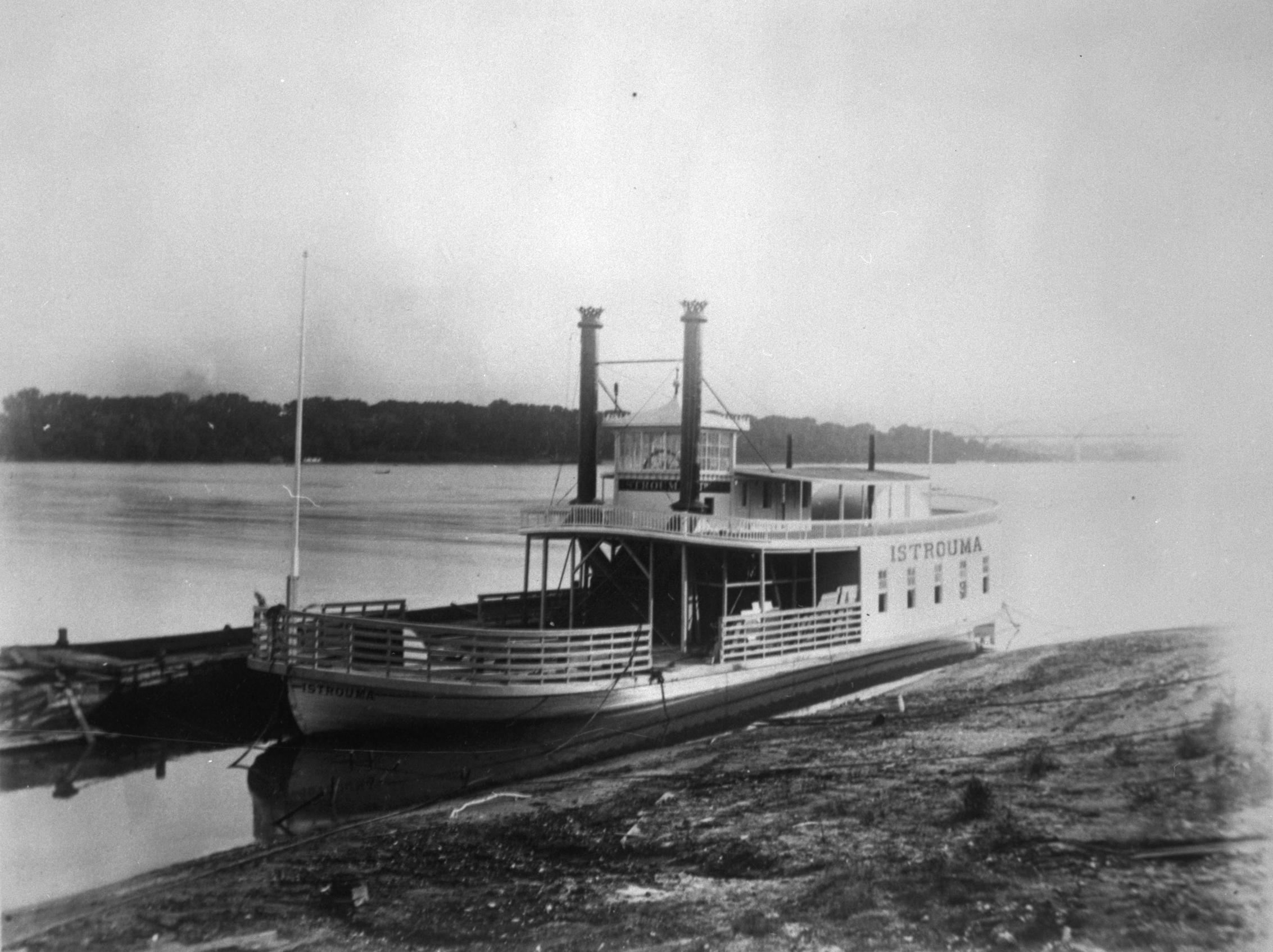 1915年製 STEAMBOAT WAVE BACK Hermann von Wissmann Steamboat on Lake Nyasa, 1892 Woodcut