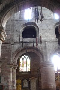 Carlisle Cathedral nave clerestory, tribune and arcade levels