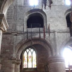 Carlisle Cathedral nave clerestory, tribune and arcade levels