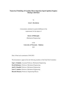 Numerical Modeling of Gasoline Direct Injection Spark Ignition Engines During Cold-Start