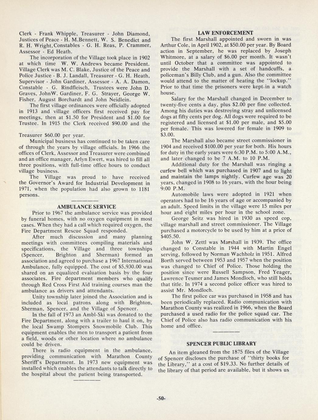 Spencer, Wisconsin, 18741974 Full view UWDC UWMadison Libraries