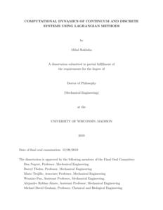 Computational dynamics of continuum and discrete systems using Lagrangian methods