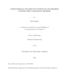 Computational dynamics of continuum and discrete systems using Lagrangian methods
