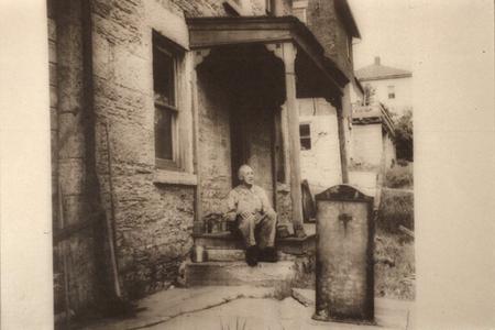 Mr. Kessler on his stoop in Mineral Point, Wisconsin
