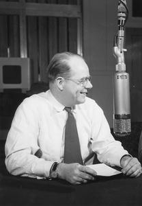 James Schwalbach with microphone