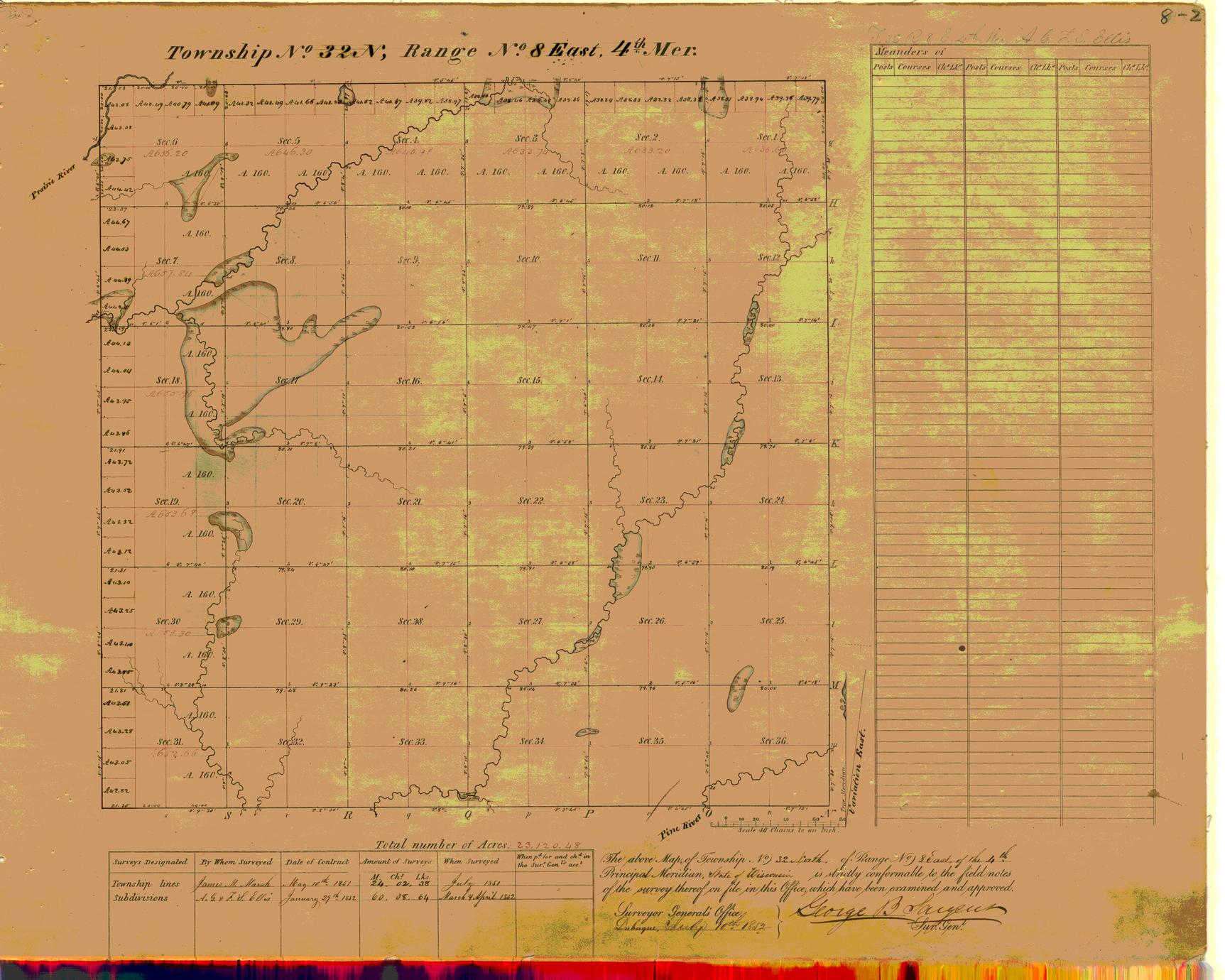 [Public Land Survey System map: Wisconsin Township 32 North, Range 08 East]