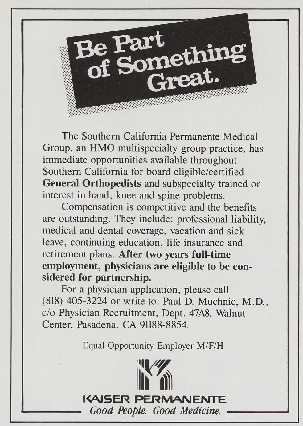 ‎Southern California Permanente Medical Group advertisement UWDC UW