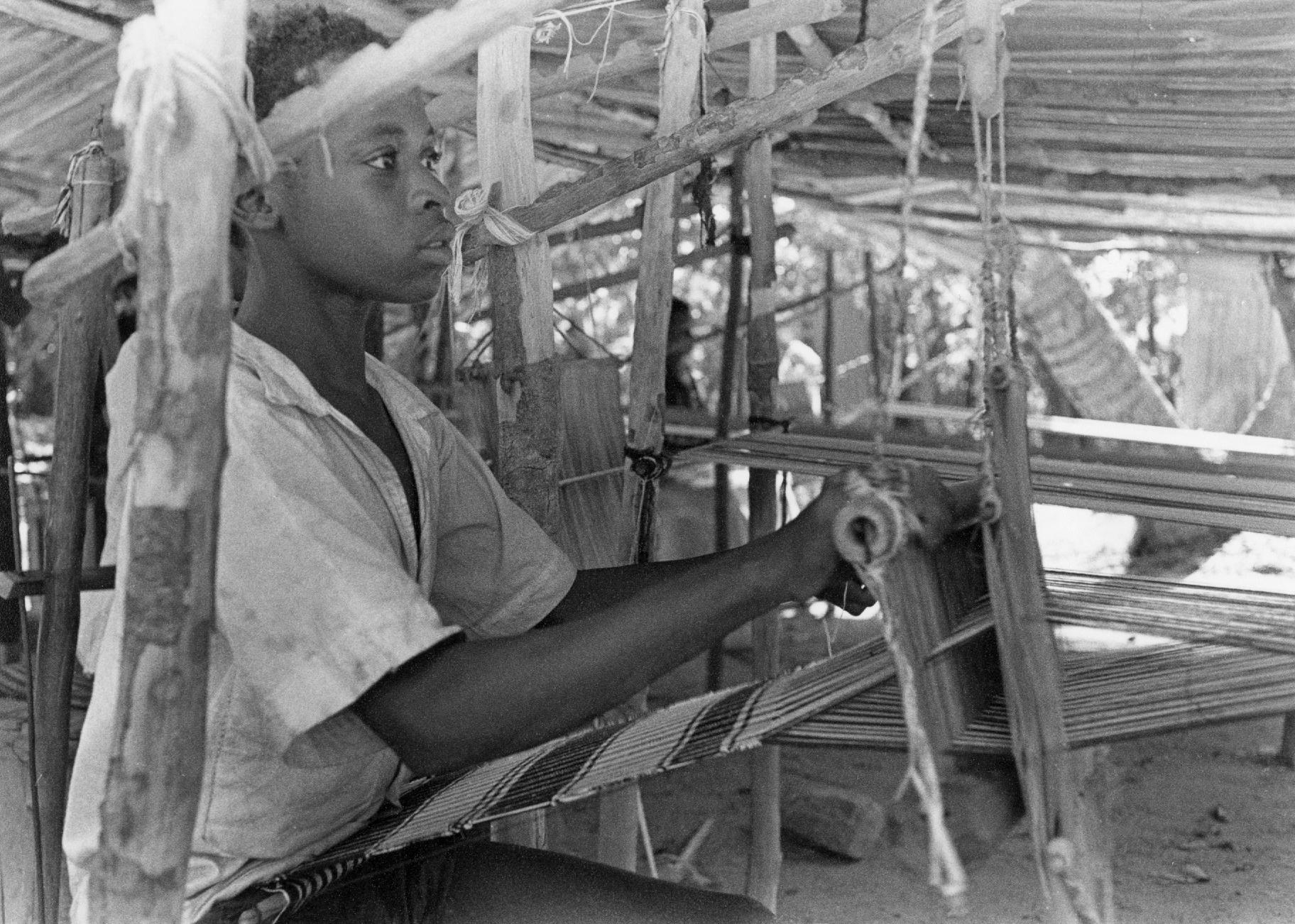 Fulbe Boy Weaving Cotton Strips on Loom