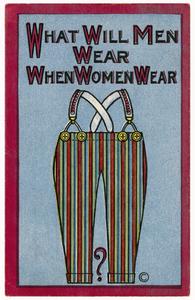 What will men wear, suffrage postcard