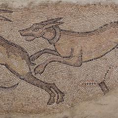 Mosaic of Dog Chasing a Rabbit