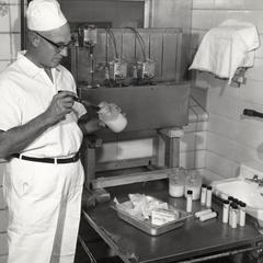 Dairy School student with dairy product