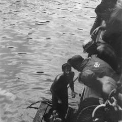 Japanese Prisoners on the Balsam Working a Buoy at Okinawa